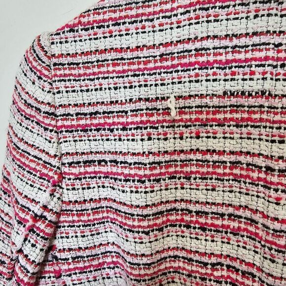 Rebecca Taylor Tweed Peplum Blazer Pink Size 4 - Picture 7 of 8